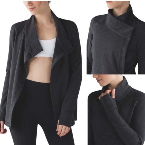 Lululemon Coast Wrap II Sweater Jacket Balletcore Athleisure Heathered Gray 6 - Picture 1 of 13